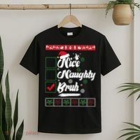Nice Naughty Bruh Funny Christmas Santa T-Shirt thumb 2
