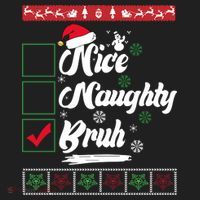 Nice Naughty Bruh Funny Christmas Santa Beanie thumb 2