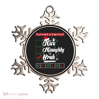 Nice Naughty Bruh Funny Christmas Santa Ornament