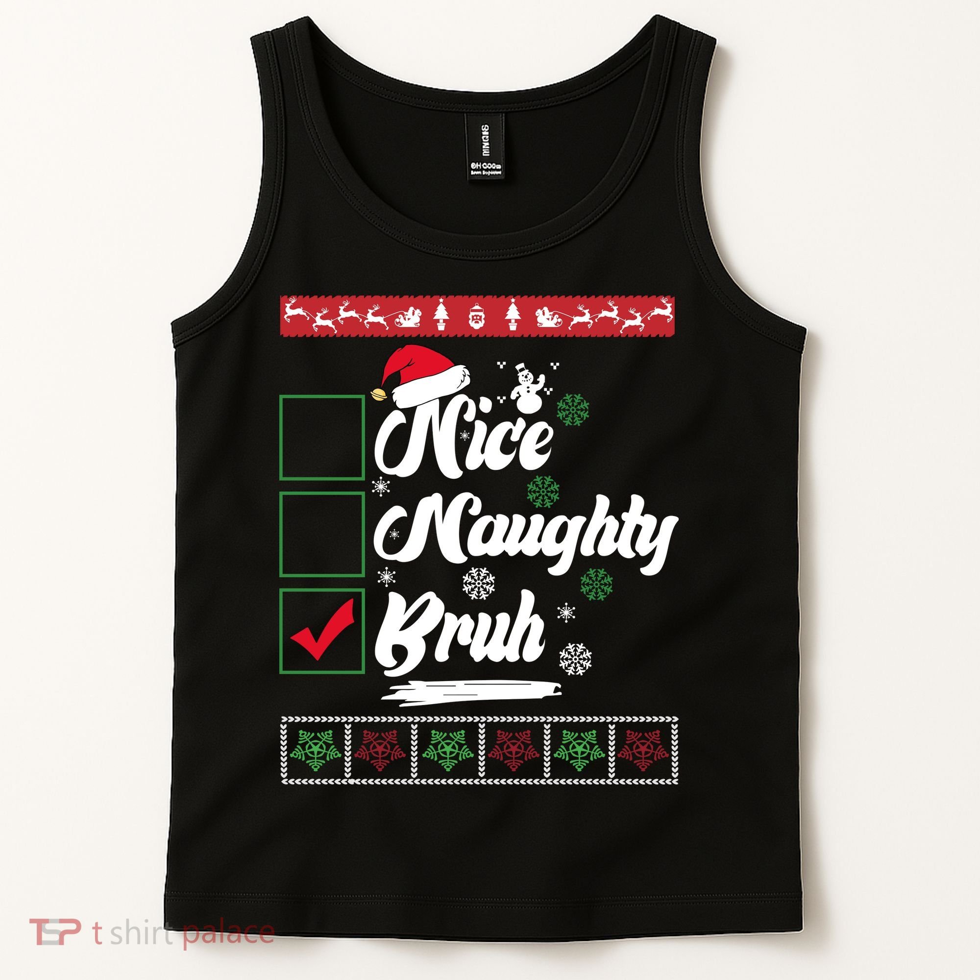 Nice Naughty Bruh Funny Christmas Santa Tank Top