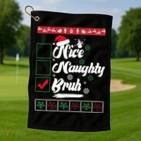 Nice Naughty Bruh Funny Christmas Santa Golf Towel thumb 1