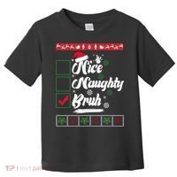 Nice Naughty Bruh Funny Christmas Santa Toddler T-Shirt thumb 0
