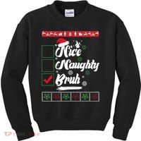 Nice Naughty Bruh Funny Christmas Santa Kids Sweatshirt thumb 0