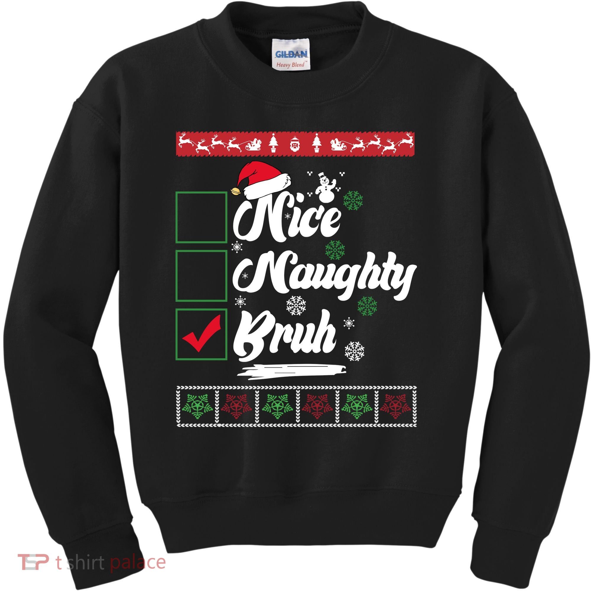 Nice Naughty Bruh Funny Christmas Santa Kids Sweatshirt