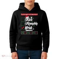 Nice Naughty Bruh Funny Christmas Santa Kids Hoodie thumb 4
