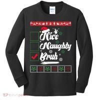 Nice Naughty Bruh Funny Christmas Santa Kids Long Sleeve Shirt thumb 0