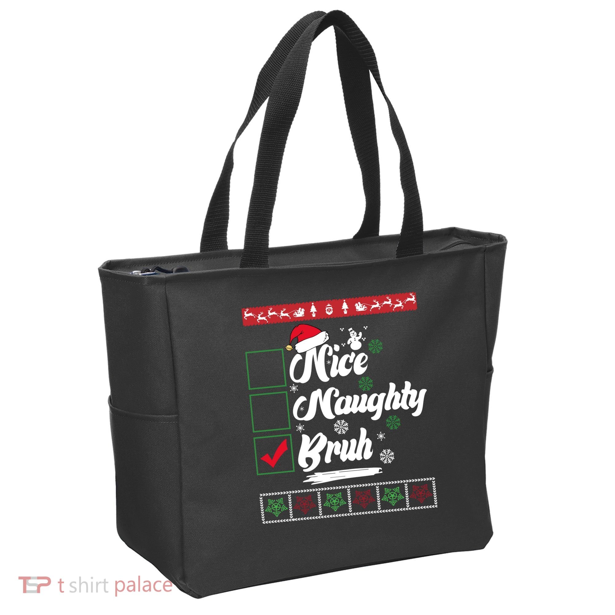 Nice Naughty Bruh Funny Christmas Santa Tote Bag