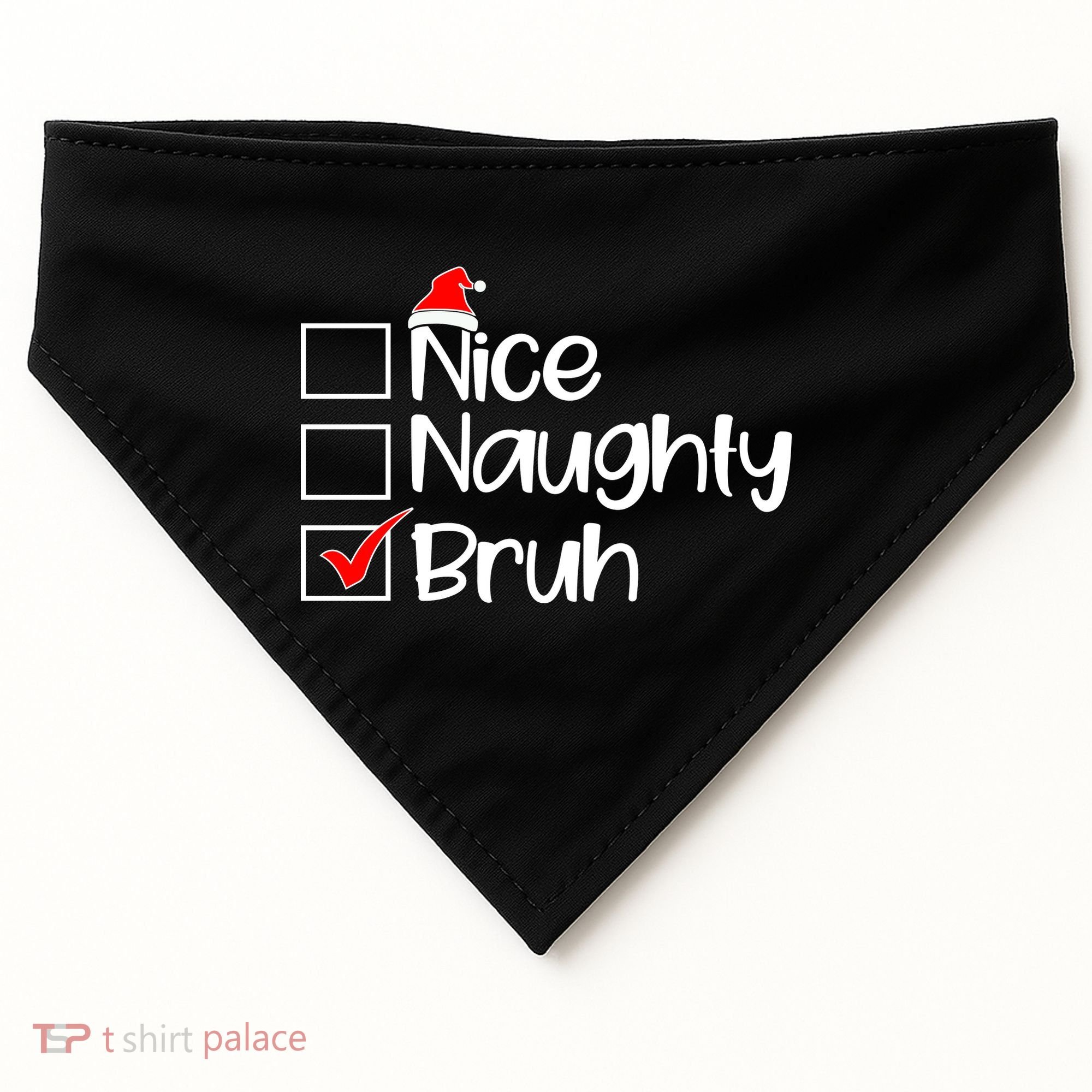 Nice Naughty Bruh Christmas USA-Made Doggie Bandana