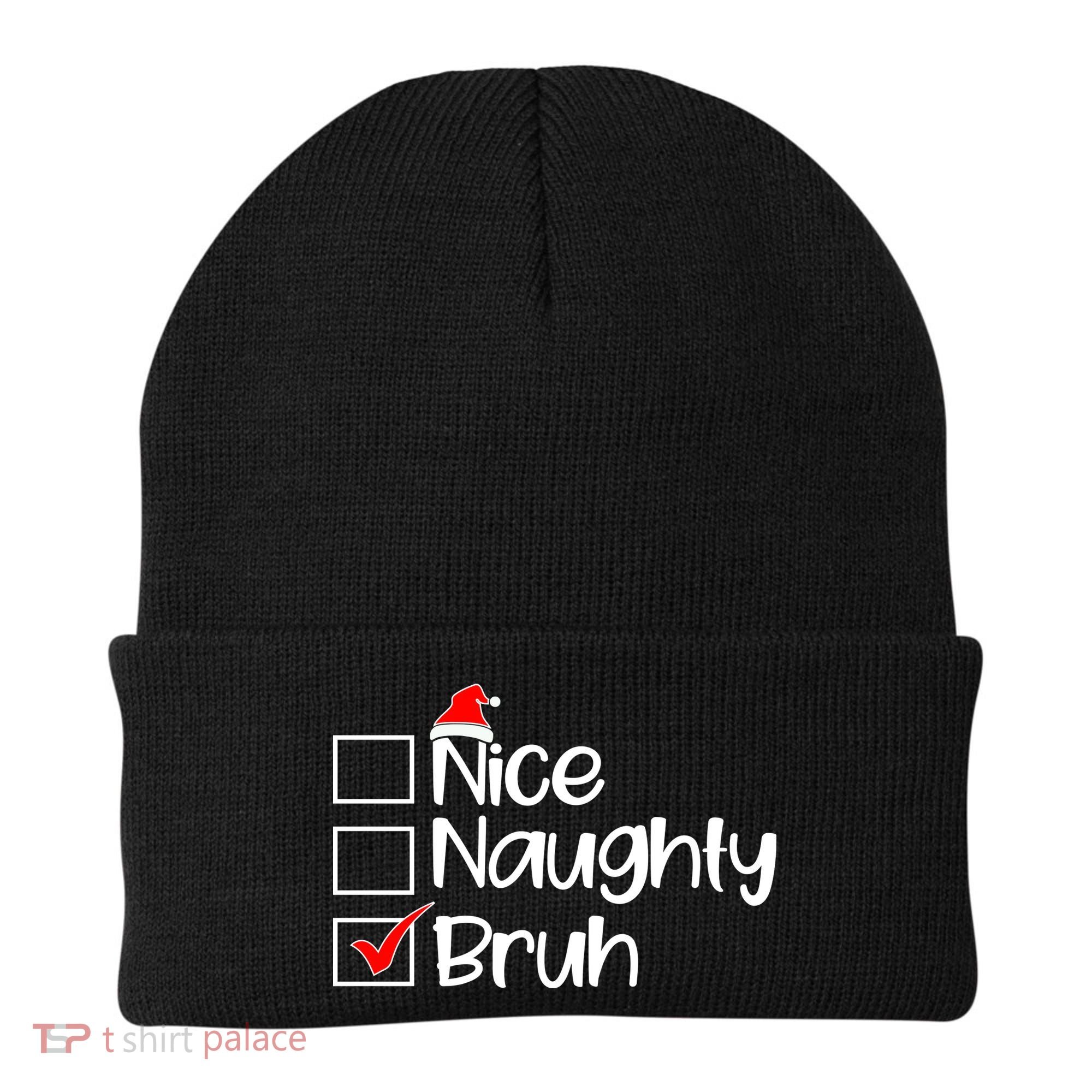 Nice Naughty Bruh Christmas Beanie