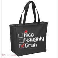 Nice Naughty Bruh Christmas Tote Bag thumb 2