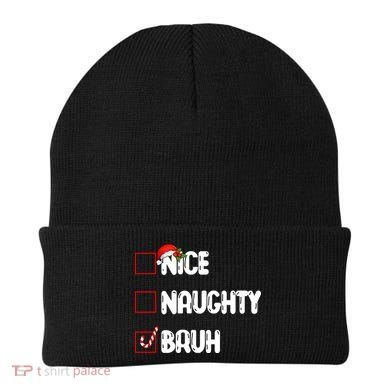 Nice Naughty Bruh Santa Checklist Funny Beanie