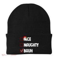 Nice Naughty Bruh Santa Checklist Funny Beanie thumb 0
