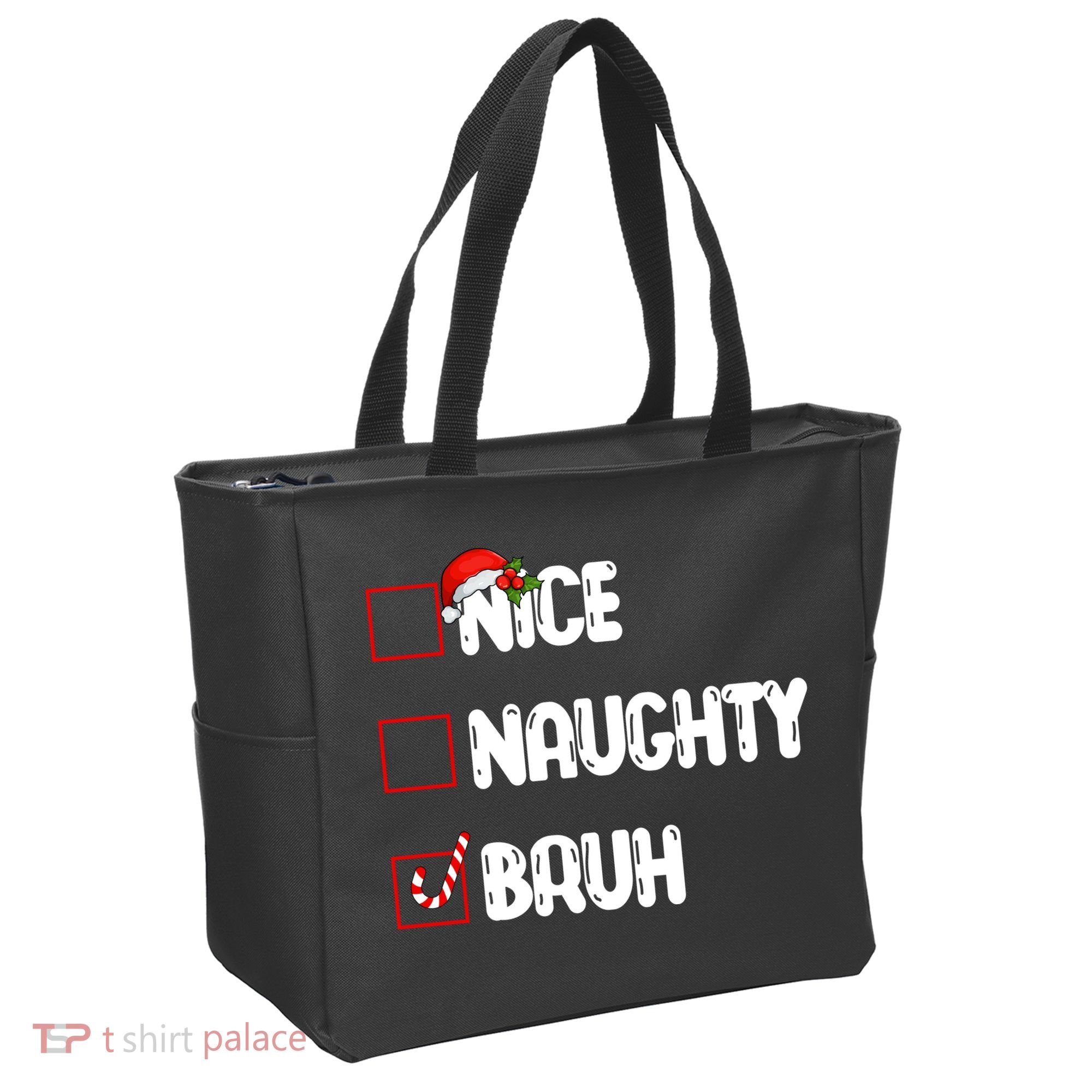 Nice Naughty Bruh Santa Checklist Funny Tote Bag