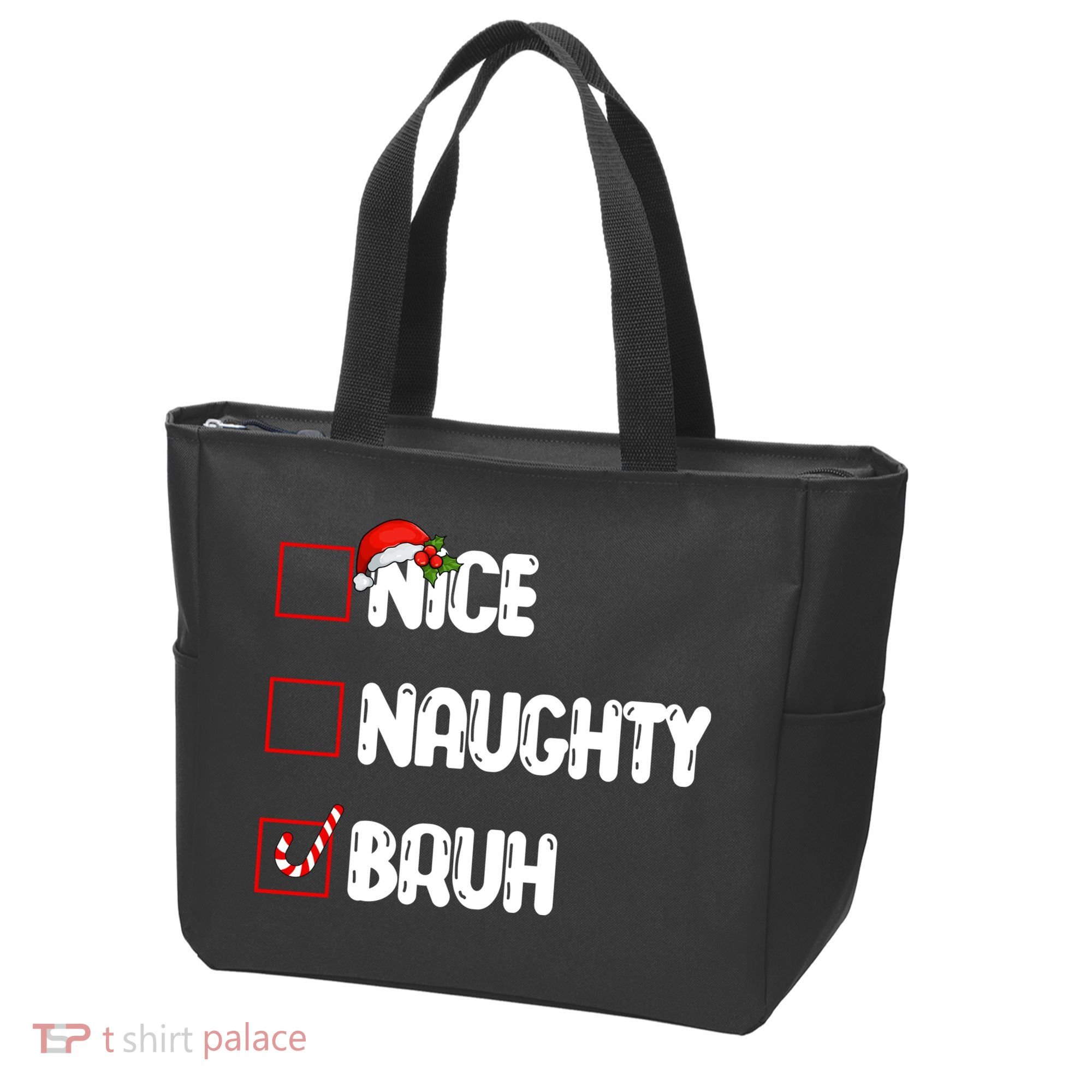 Nice Naughty Bruh Santa Checklist Funny Tote Bag