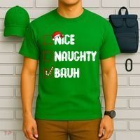 Nice Naughty Bruh Santa Checklist Funny T-Shirt thumb 6