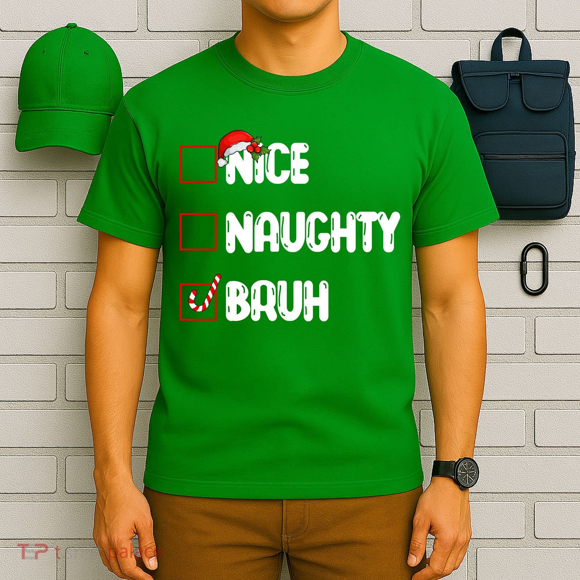 Nice Naughty Bruh Santa Checklist Funny T-Shirt