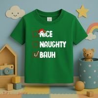 Nice Naughty Bruh Santa Checklist Funny Toddler T-Shirt thumb 3