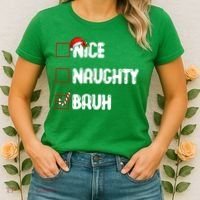 Nice Naughty Bruh Santa Checklist Funny Women's T-Shirt thumb 2