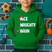 Nice Naughty Bruh Santa Checklist Funny Kids Hoodie thumb 2