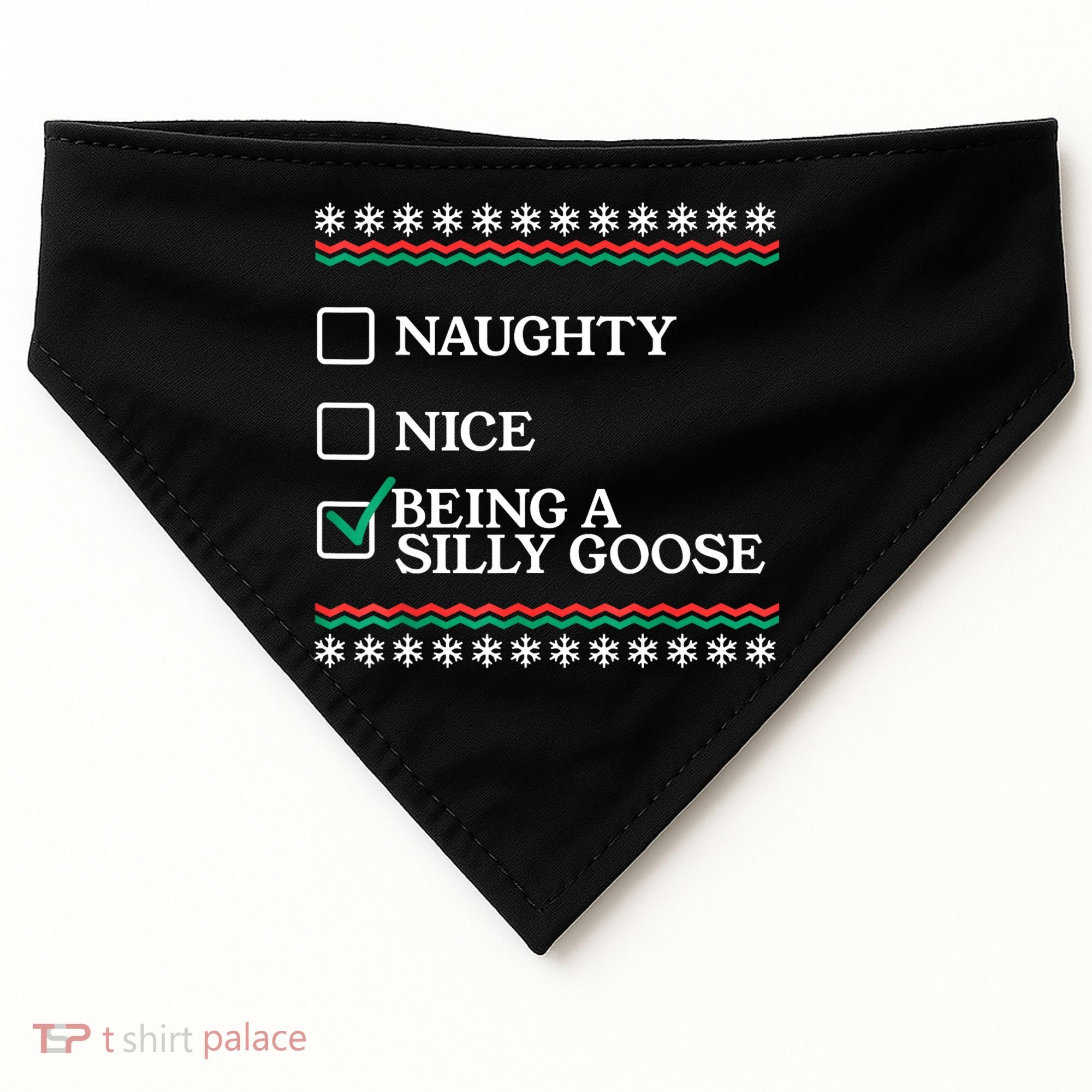 Naughty Nice Being A Silly Goose Funny Christmas Xmas USA-Made Doggie Bandana