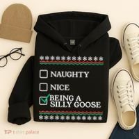 Naughty Nice Being A Silly Goose Funny Christmas Xmas Hoodie thumb 4