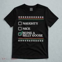 Naughty Nice Being A Silly Goose Funny Christmas Xmas T-Shirt thumb 5