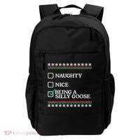 Naughty Nice Being A Silly Goose Funny Christmas Xmas Backpack thumb 0
