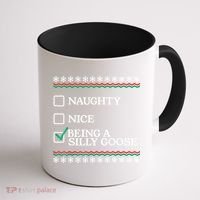 Naughty Nice Being A Silly Goose Funny Christmas Xmas Coffee Mug thumb 1
