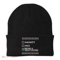 Naughty Nice Being A Silly Goose Funny Christmas Xmas Beanie thumb 0