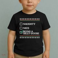 Naughty Nice Being A Silly Goose Funny Christmas Xmas Toddler T-Shirt thumb 2