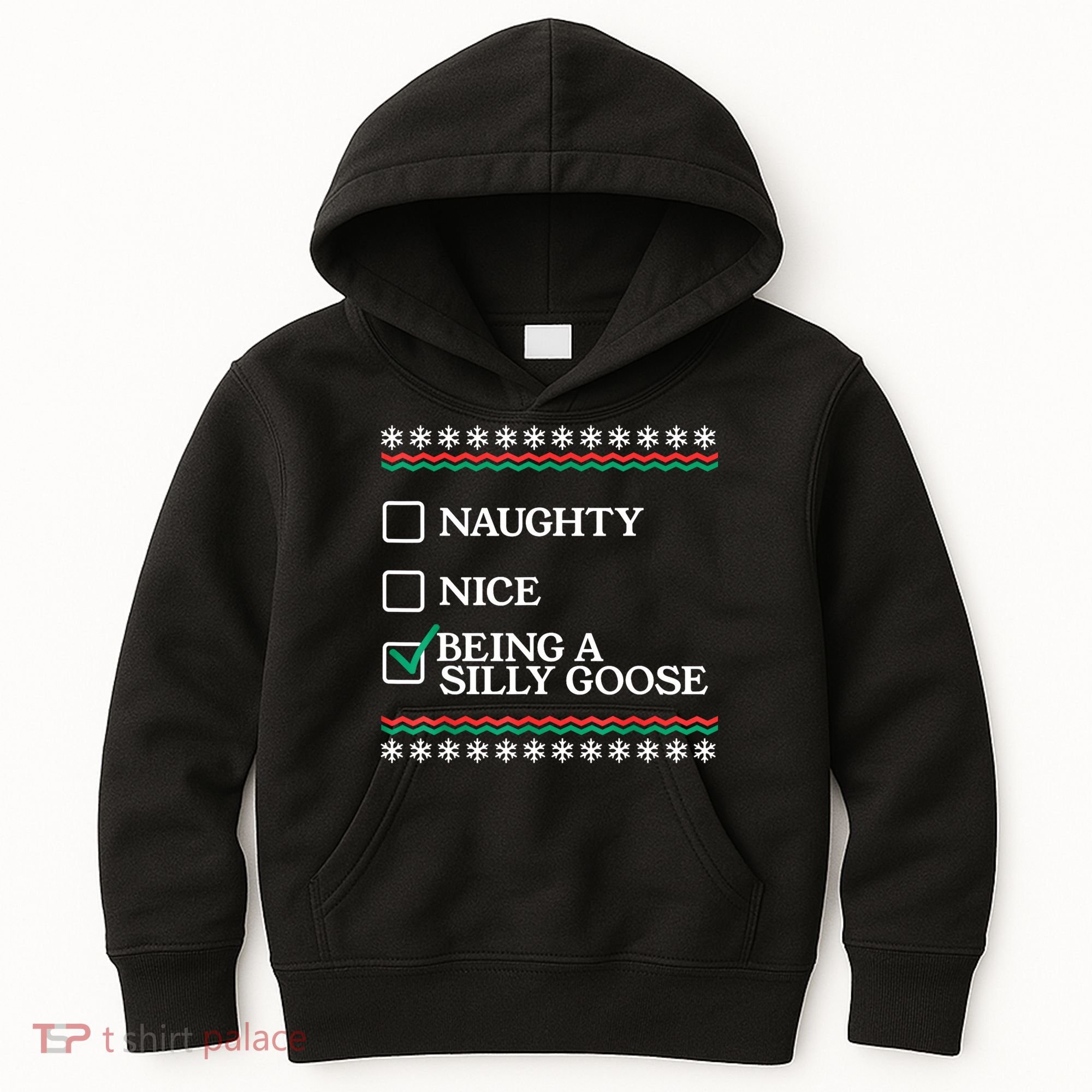 Naughty Nice Being A Silly Goose Funny Christmas Xmas Kids Hoodie