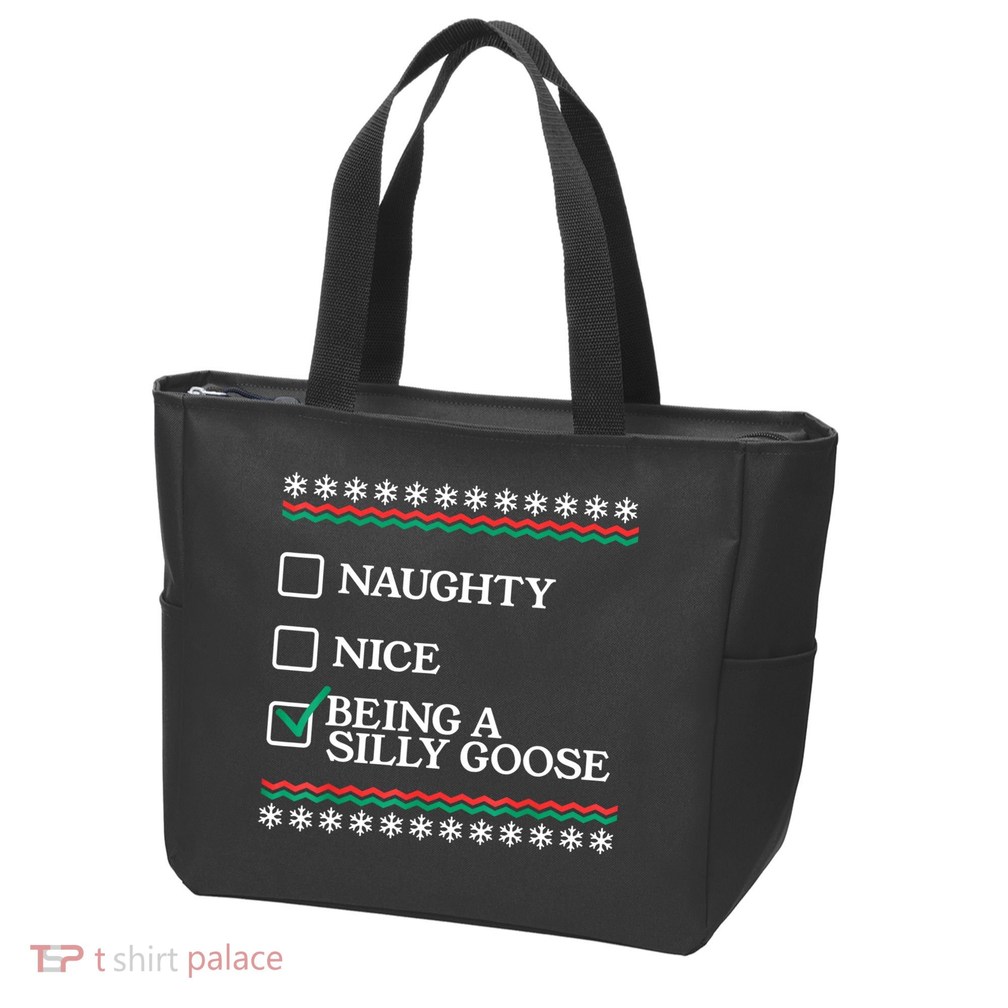 Naughty Nice Being A Silly Goose Funny Christmas Xmas Tote Bag