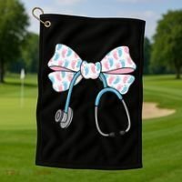 NICU Nurse Coquette Bow Stethoscope Bow NICU Nurse Week Golf Towel thumb 1