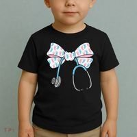 NICU Nurse Coquette Bow Stethoscope Bow NICU Nurse Week Toddler T-Shirt thumb 2