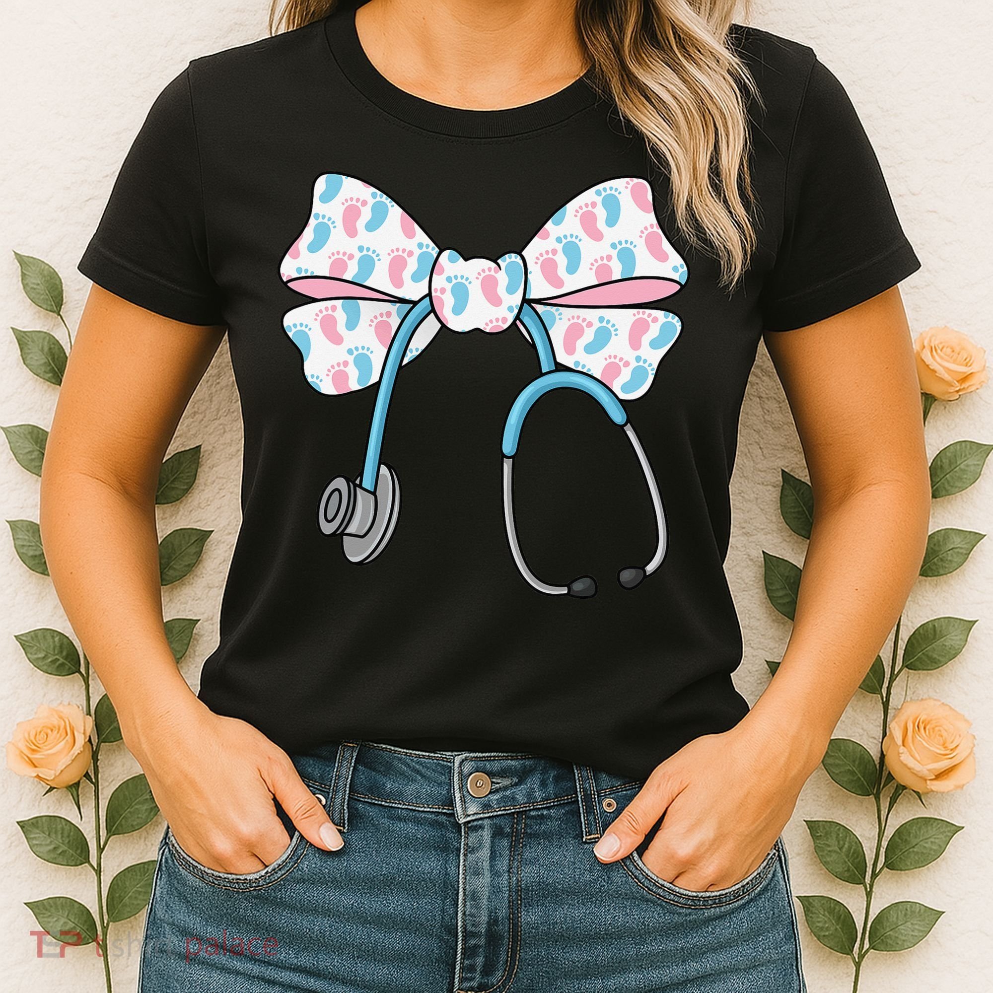 NICU Nurse Coquette Bow Stethoscope Bow NICU Nurse Week Women's T-Shirt
