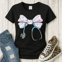 NICU Nurse Coquette Bow Stethoscope Bow NICU Nurse Week Women's T-Shirt thumb 3