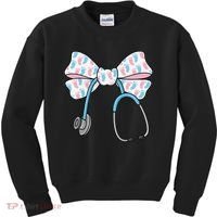 NICU Nurse Coquette Bow Stethoscope Bow NICU Nurse Week Kids Sweatshirt thumb 0