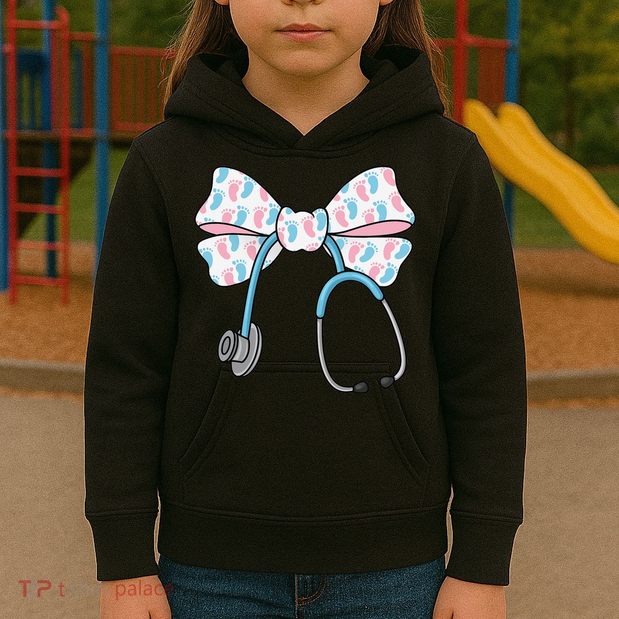 NICU Nurse Coquette Bow Stethoscope Bow NICU Nurse Week Kids Hoodie