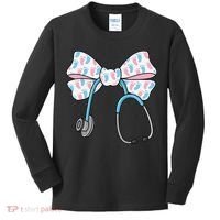 NICU Nurse Coquette Bow Stethoscope Bow NICU Nurse Week Kids Long Sleeve Shirt thumb 0