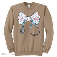 NICU Nurse Coquette Bow Stethoscope Bow NICU Nurse Week Sweatshirt thumb 0