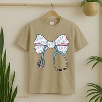 NICU Nurse Coquette Bow Stethoscope Bow NICU Nurse Week T-Shirt thumb 2