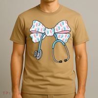 NICU Nurse Coquette Bow Stethoscope Bow NICU Nurse Week T-Shirt thumb 3