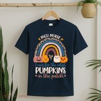 NICU Nurse Cutest Pumpkins In The Patch Rainbow Halloween RN T-Shirt thumb 2