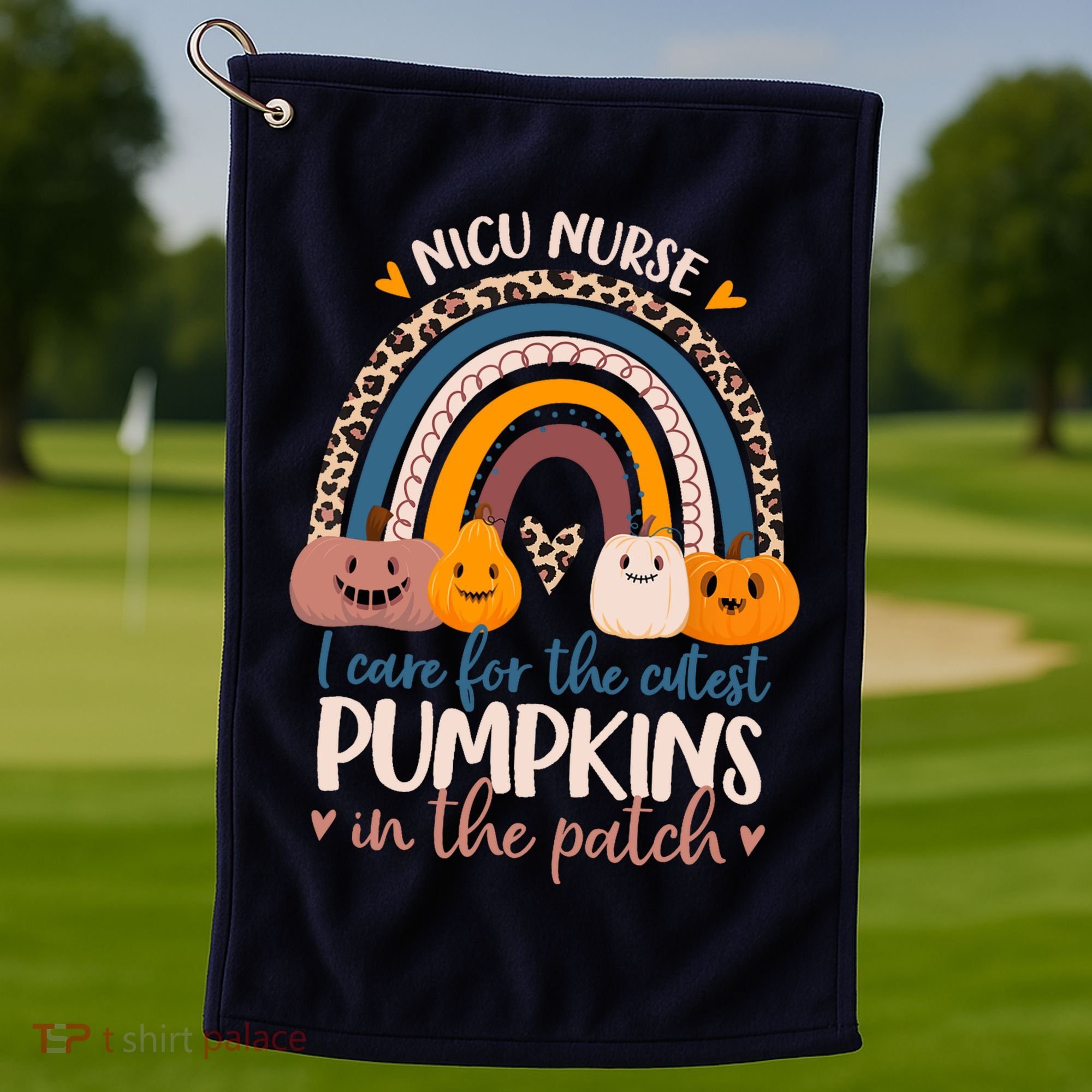 NICU Nurse Cutest Pumpkins In The Patch Rainbow Halloween RN Golf Towel