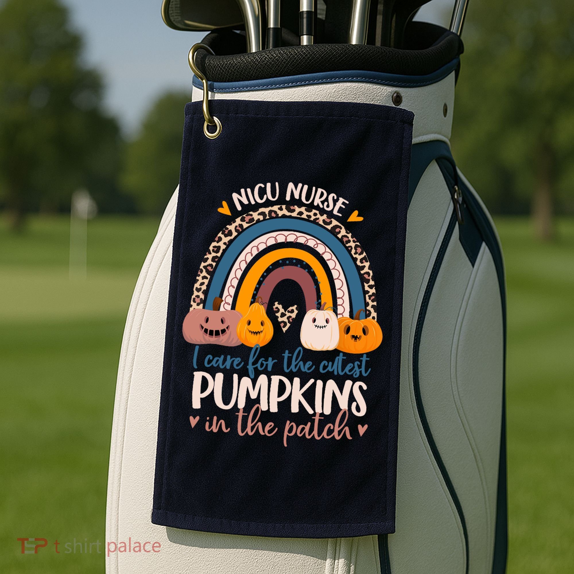 NICU Nurse Cutest Pumpkins In The Patch Rainbow Halloween RN Golf Towel