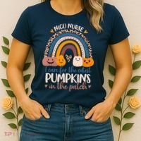 NICU Nurse Cutest Pumpkins In The Patch Rainbow Halloween RN Women's T-Shirt thumb 2