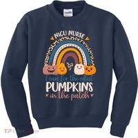NICU Nurse Cutest Pumpkins In The Patch Rainbow Halloween RN Kids Sweatshirt thumb 0