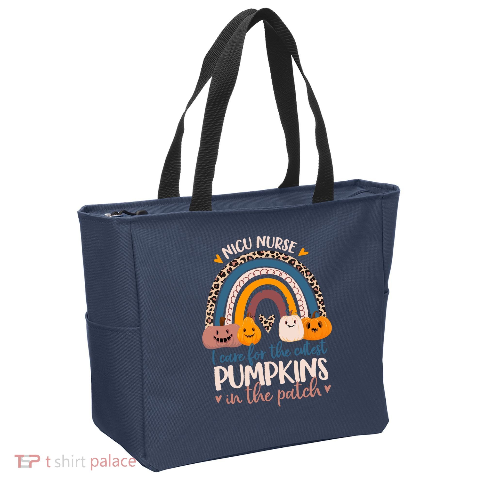 NICU Nurse Cutest Pumpkins In The Patch Rainbow Halloween RN Tote Bag