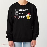 Nice Naughty Drunk Check Christmas Beer Funny Ing Xmas Gift Women's Sweatshirt thumb 0