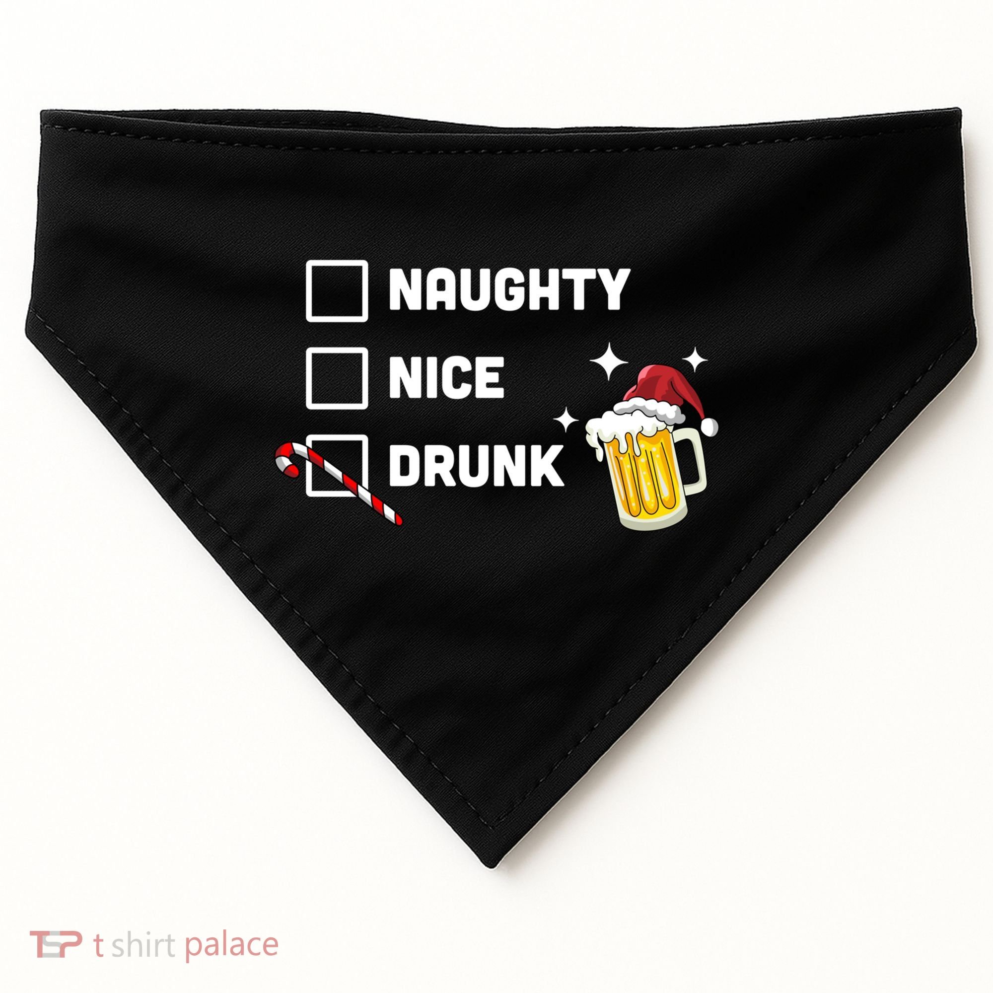 Nice Naughty Drunk Check Christmas Beer Funny Ing Xmas Gift USA-Made Doggie Bandana